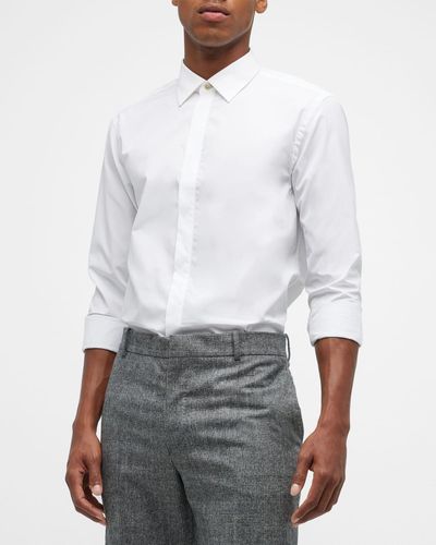 Paul Smith Concealed Placket Dress Shirt W/ Stripe Cuffs - White