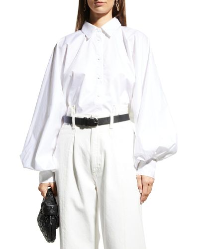 Made In Tomboy Claire Button-front Balloon Sleeve Shirt - White