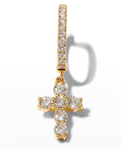 Anita Ko 18k Yellow Gold Diamond Cross Huggie Earring, Single - Metallic