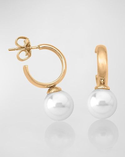 Majorica Chara Pearl And Hoop Earrings, Gold - White