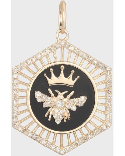 Kastel Jewelry Queen Bee Diamond And Onyx Pendant - Natural