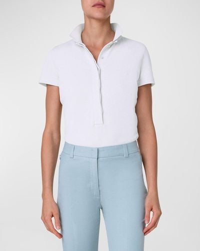 Akris Cotton Pique Knit Polo Top - White