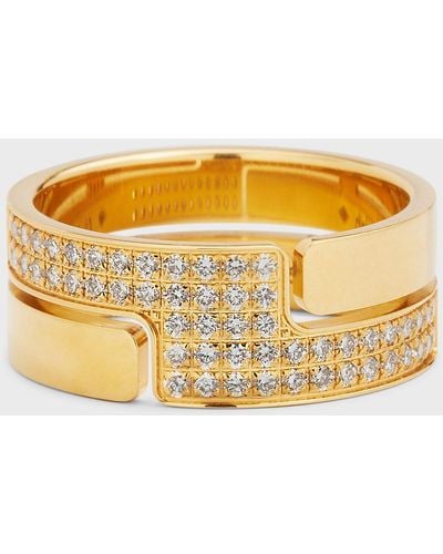 Dinh Van Yellow Gold 70s Medium Diamond Ring, Size 54 - Metallic