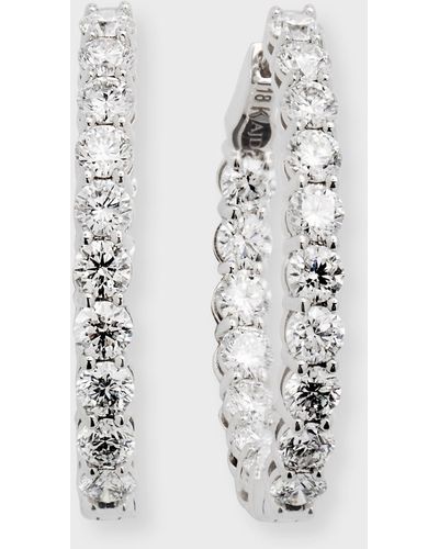 Neiman Marcus 18k White Gold Diamond Oval Hoop Earrings, 5.1tcw
