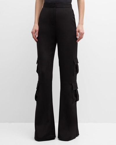 Bach Mai High-Rise Bootcut Silk Elongated Utility Pants - Black