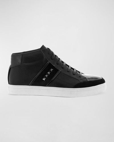 Badgley Mischka Walton Studded Leather High-Top Sneakers - Black