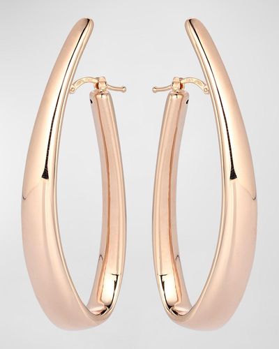 Lisa Nik Golden Dreams 18K Rose Elongated Curved Hoop Earrings - Metallic