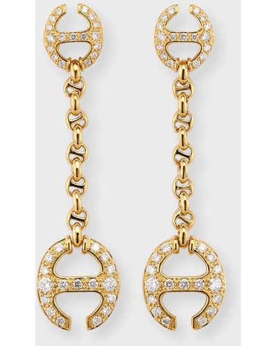 Hoorsenbuhs 18k Yellow Gold Micro Link Chain Earrings With Diamonds - Metallic