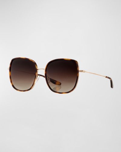 Barton Perreira Vega Acetate & Titanium Butterfly Sunglasses - Brown