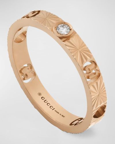 Gucci 18k Rose Gold Icon Diamond Heart Ring - White