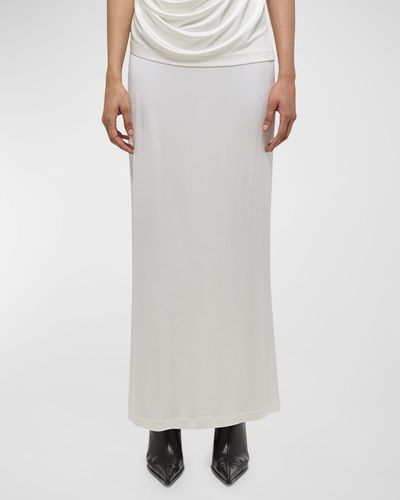 Helmut Lang Fluid Jersey Maxi Skirt - White