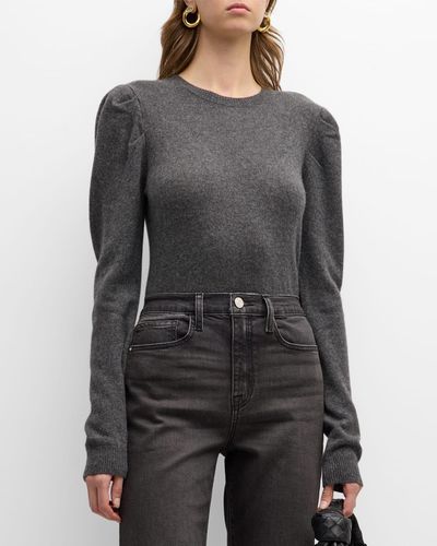 FRAME Draped Cashmere-Wool Sweater - Gray
