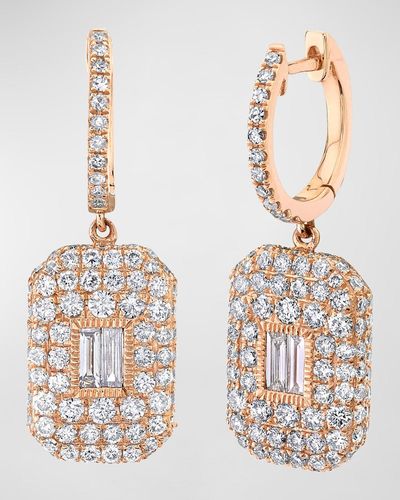 SHAY 18K Rose Pave Baguette Diamond Earrings - Multicolor