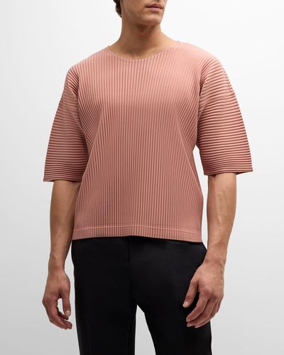 Homme Plissé Issey Miyake Pleated Drop-Shoulder Shirt - Red