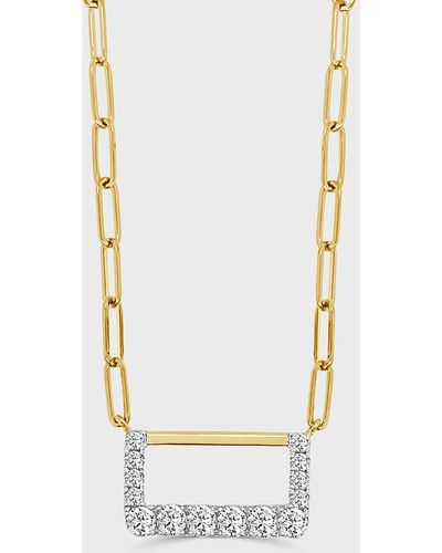 Frederic Sage Small Rectangular Shape Diamond Pendant Necklace - Metallic