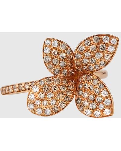 Pasquale Bruni Giardini Segreti Petite Flower Ring With Diamonds - Brown