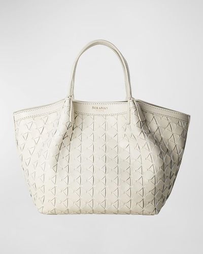 Serapian Mini Secret Mosaic Leather Top-Handle Bag - Natural