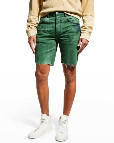 Purple Oversprayed Denim Shorts - Green