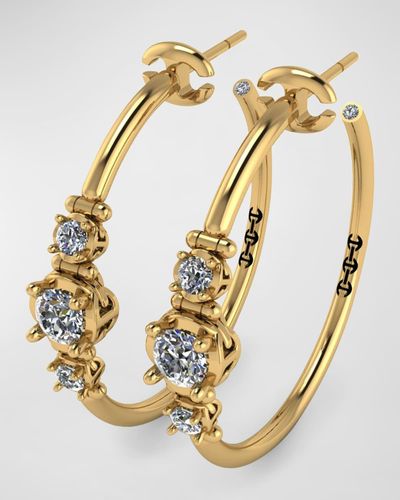 Hoorsenbuhs 18k Yellow Gold Hoop Earrings With Diamonds, 25mm - Metallic
