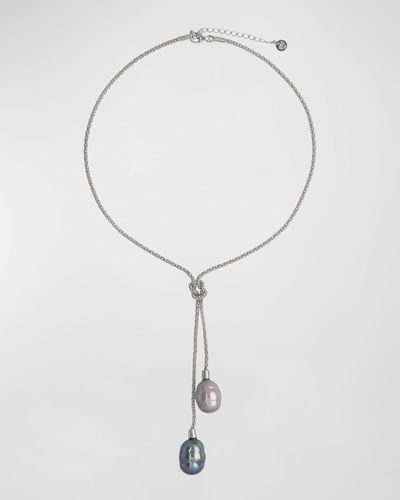 Majorica Tender 2-Pearl Y-Drop Necklace, Steel - Multicolor