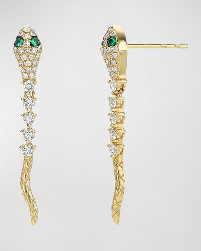 Zoe Lev 14k Diamond Snake Stud Earrings - White