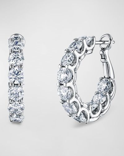 Neiman Marcus 18K Diamond Hoop Earrings - Metallic
