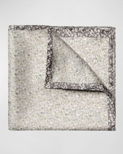 Eton Silk Floral Pocket Square - Gray