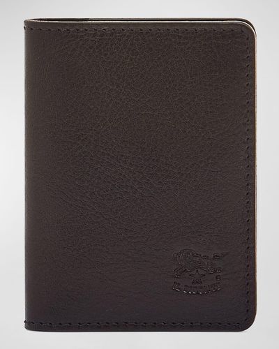 Il Bisonte Vachetta Leather Bifold Card Case - Black