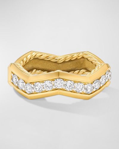 David Yurman Zig Zag Stax Ring With Diamonds - Metallic