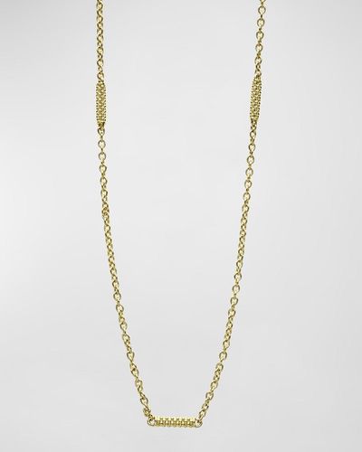 Lagos 18k Gold Superfine Caviar Beaded 5-station Chain Necklace - White