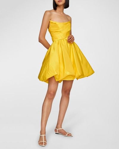 LEO LIN Katy Strapless Pleated Bustier Mini Dress - Yellow