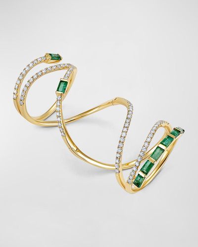 Graziela Gems Emerald Baguette Mega Swirl Ring - Metallic