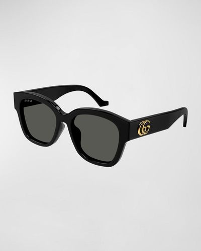Gucci GG Logo Acetate Square Sunglasses - Black
