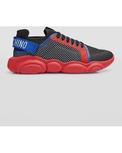 Moschino Teddy Mesh Fashion Sneakers - Red