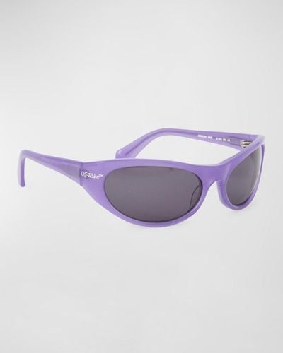 Off-White c/o Virgil Abloh Napoli Acetate Wrap Sunglasses - Purple