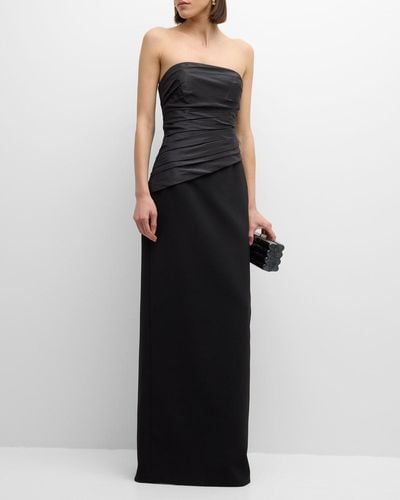 Carolina Herrera Strapless Ruched Bodice Gown With Corset Boning - Black
