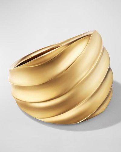 David Yurman Cable Edge Saddle Ring In 18k Gold, 20mm, Size 7 - Metallic