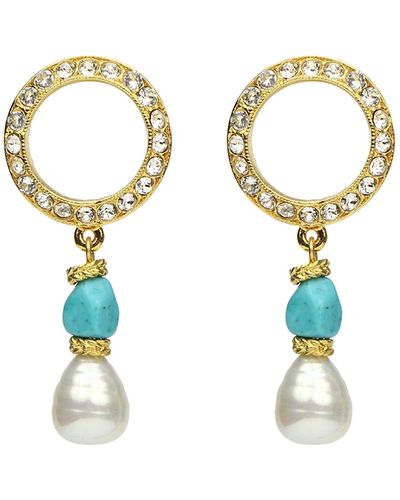 Ben-Amun Pearly Turquoise-stone Dangle Earrings - Metallic