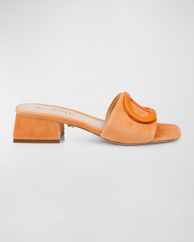 Dee Ocleppo Dizzy Leather Buckle Mule Sandals - Orange