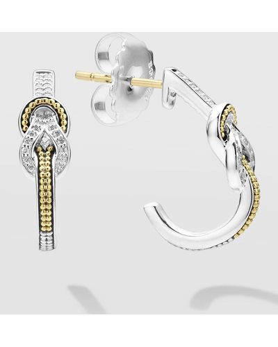 Lagos Newport Diamond Knot 15mm Half-hoop Earrings - Metallic