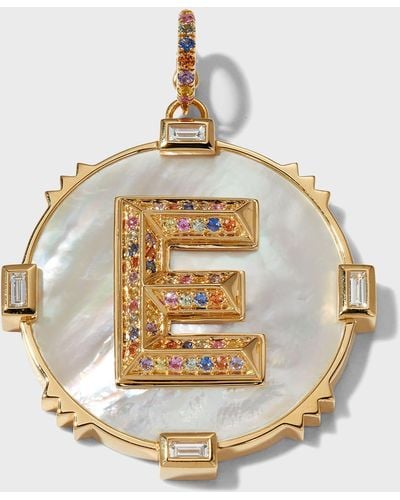 Harwell Godfrey Yellow Gold Initial Medallion With Multi-sapphires - Metallic