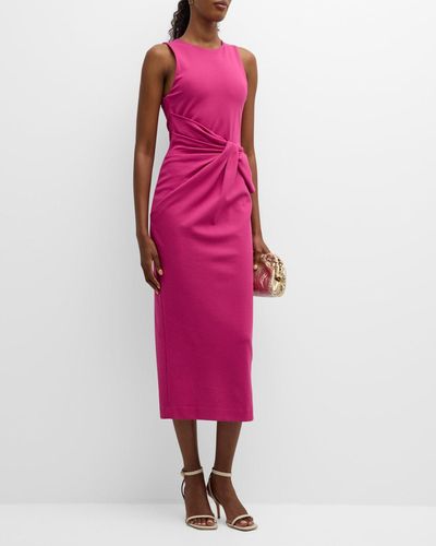 Emporio Armani Sleeveless Twist-Front Jersey Midi Dress - Pink