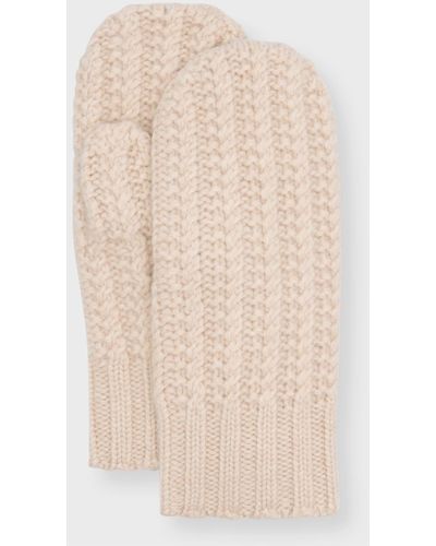 Sofiacashmere Chunky Textured Cashmere Mittens - Natural