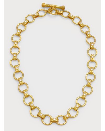 Elizabeth Locke Rimini Gold 19k Link Necklace With Diamonds, 17"l - Metallic