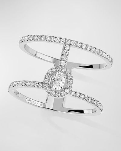 Messika Glam'Azone 18K Two-Row Diamond Ring - Gray