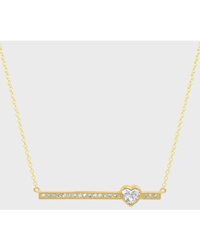 Jennifer Meyer Diamond Stick Necklace With Heart-Cut Diamond Detail - White