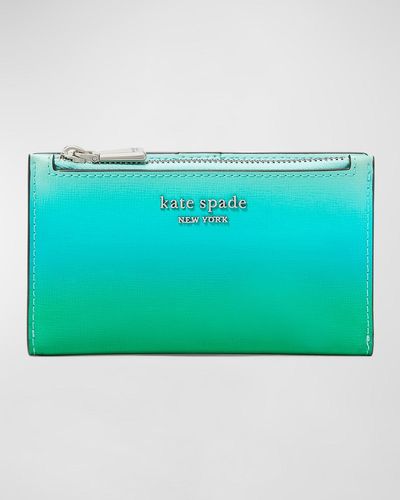 Kate Spade Morgan Small Bifold Ombre Leather Wallet - Blue