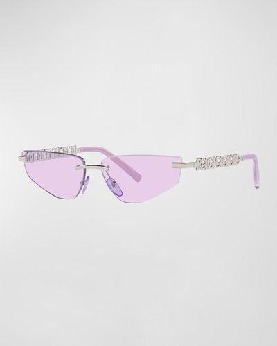 Dolce & Gabbana Interlocking Dg Rimless Metal Cat-Eye Sunglasses - Pink
