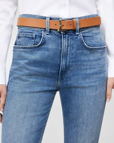 Lafayette 148 New York L Beam Buckle Leather Belt - Natural
