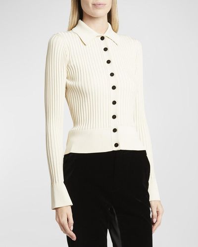 Proenza Schouler Carla Rib Collared Sweater - White